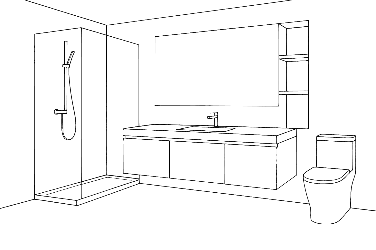 Seamless microcement bathroom finish, walls and floor