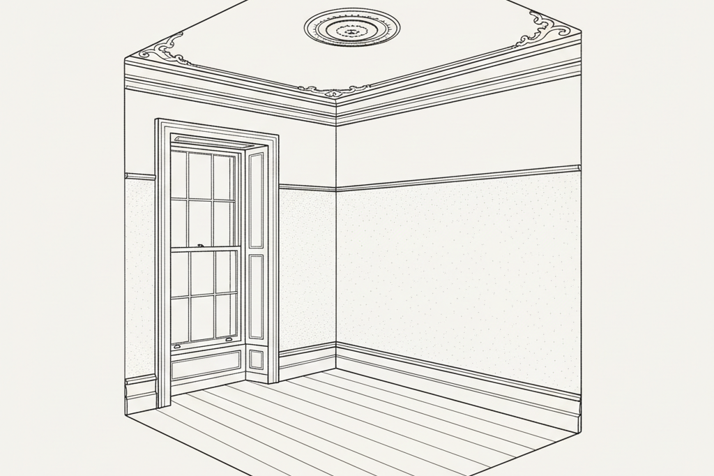 Microcement walls integrated into a period London interior
