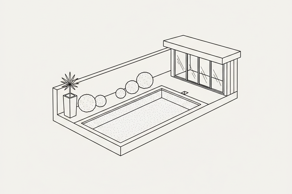 Microcement walls around an outdoor pool surround